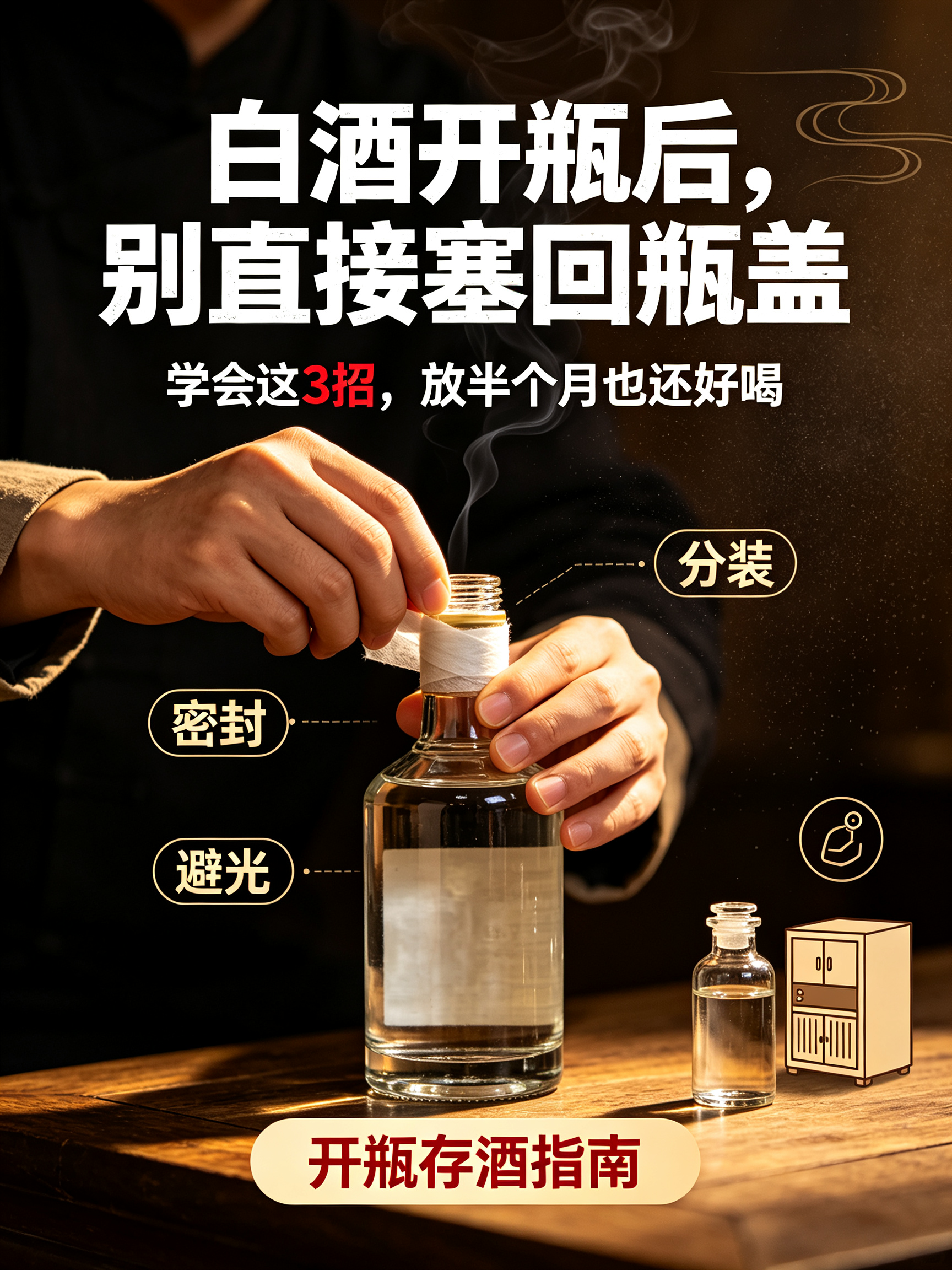 白酒开瓶喝不完别乱存,3 个正确操作,放半个月风味也不会散