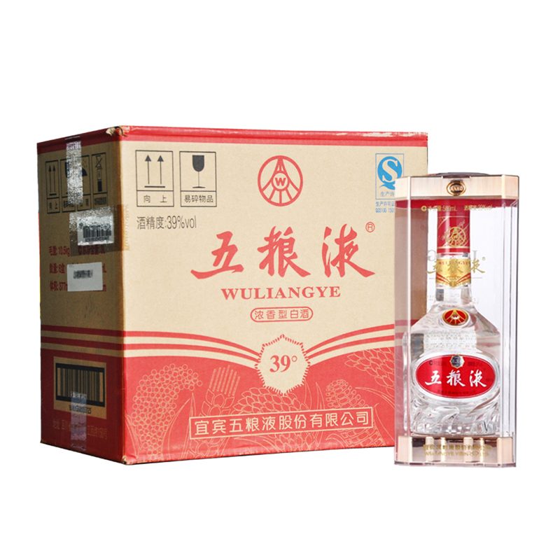 五粮液 浓香型白酒 39度 500ml*6瓶 整箱装 年份随机原箱发货