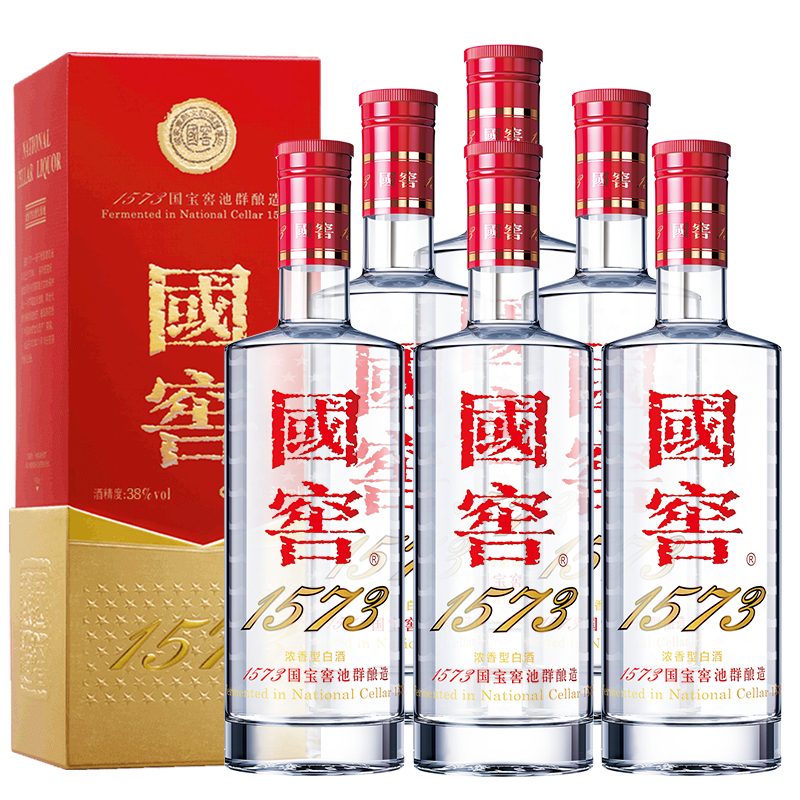 泸州老窖 国窖1573 浓香型白酒 38度 500ml*6瓶 整箱 年份随机