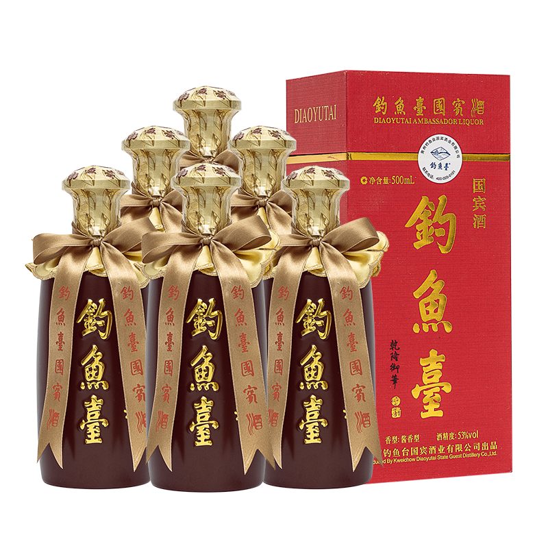 钓鱼台国宾酒 酱香型53度白酒 整箱6瓶500ml*6（新老包装随机发货）