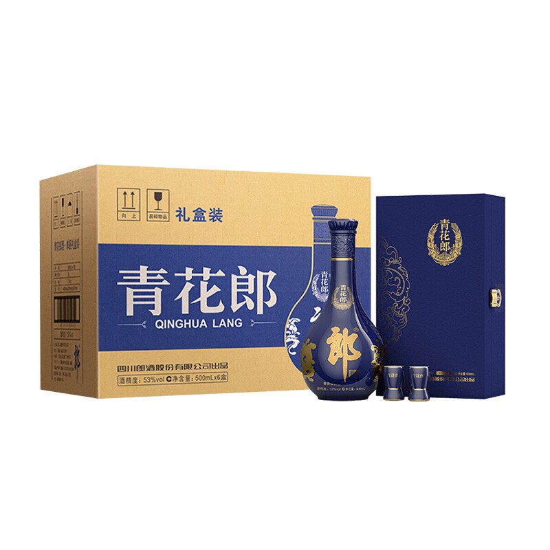 郎酒 青花郎陈酿 酱香型白酒 53度500ml*6瓶 礼盒整箱装