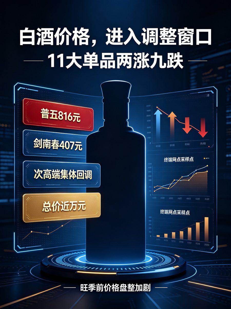 9 月 6 日酒业快讯:11 大白酒单品两涨九跌,普五、剑南春逆势收红,行业价格盘进入关键调整窗口